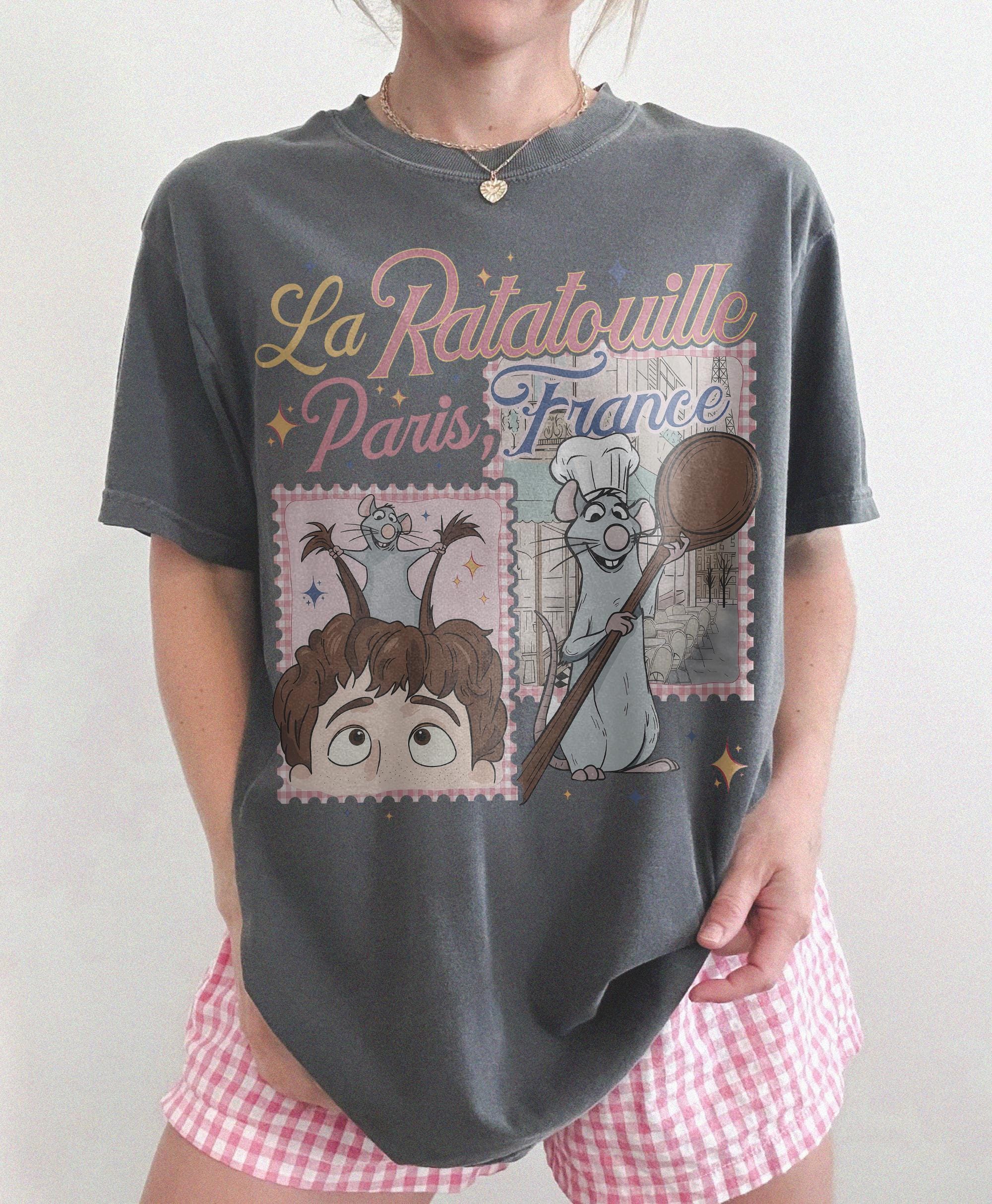 Retro Comfort Colors Remy Ratatouille Paris France Shirt, Coquette Bow Little Chef Tee, Cute Disney Rat Shirt, Disney Trip 2026 T-Shirt