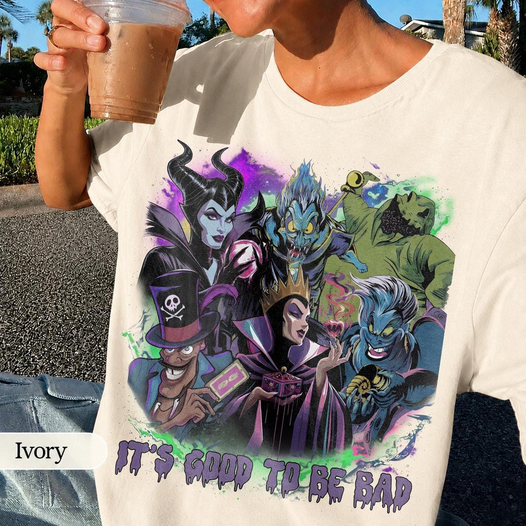 Disney Villains Shirt – It's Good To Be Bad Tee, Halloween Evil Queen Hades Ursula Maleficent Shirt, Spooky Cartoon Graphic Family Tee