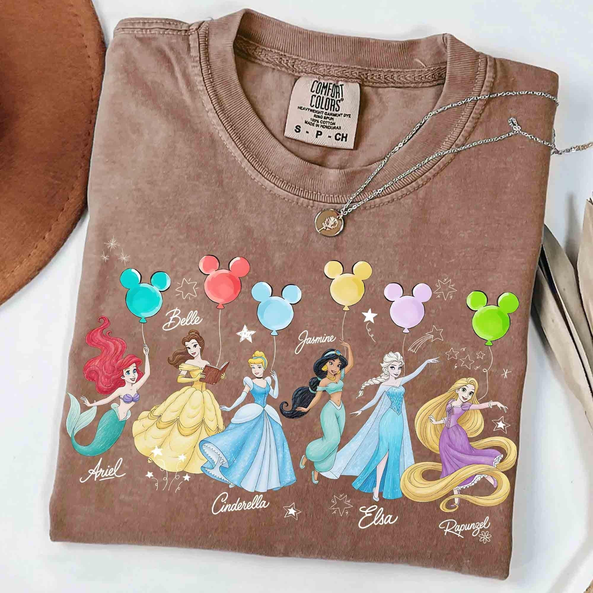 Retro Comfort Colors Disney Princess Characters Shirts, Disneyland Princess Shirt, Disneyworld Trip Shirt, 2026 Family Matching Trip T-Shirt