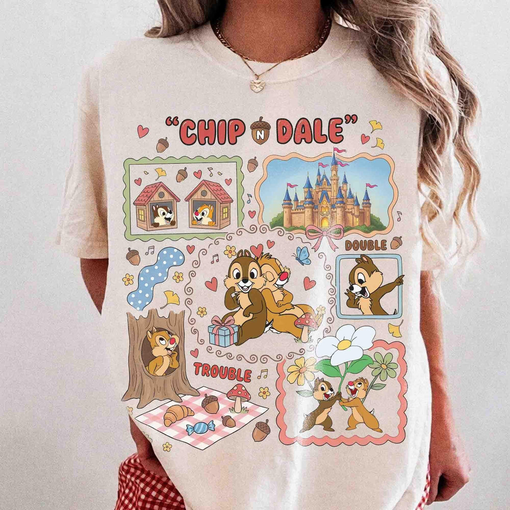 Disney Chip And Dale Double Trouble Comfort Color Shirt, Funny Chipmunks Shirt, Animal Kingdom Tee, Disneyland Trip Family Matching Tee 2026