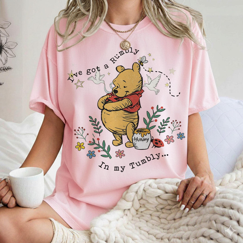 Comfort Colors® Retro Winnie The Pooh I've got a Rumbly In my Tumbly Shirt, Mommy To Bee, Pooh Mommy Tee, Pregnancy Reveal Tee, New Mom Tee