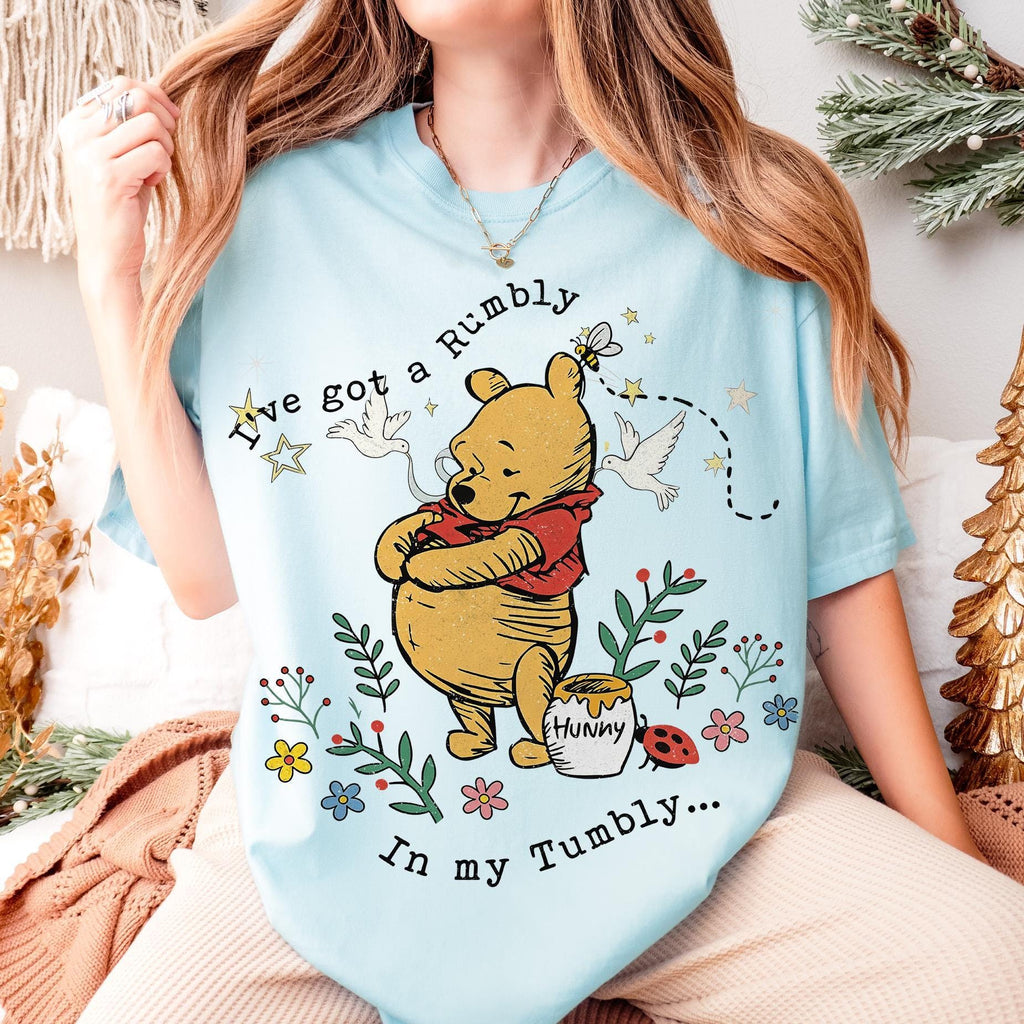 Comfort Colors® Retro Winnie The Pooh I've got a Rumbly In my Tumbly Shirt, Mommy To Bee, Pooh Mommy Tee, Pregnancy Reveal Tee, New Mom Tee