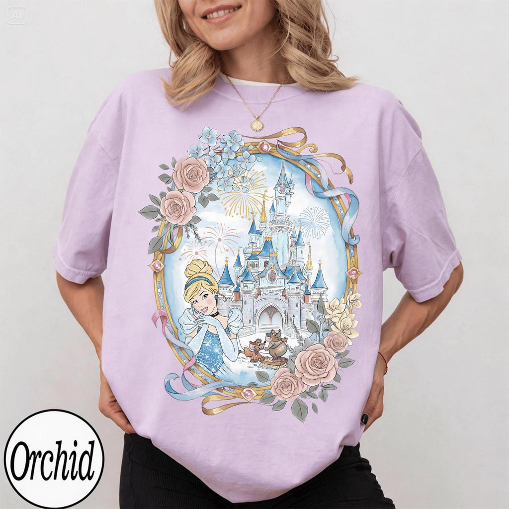 Cinderella Shirt, Comfort Colors Princess Cinderella Watercolor Coquette Bow Shirt, Magic Kingdom Girls Trip, Princess Shirt