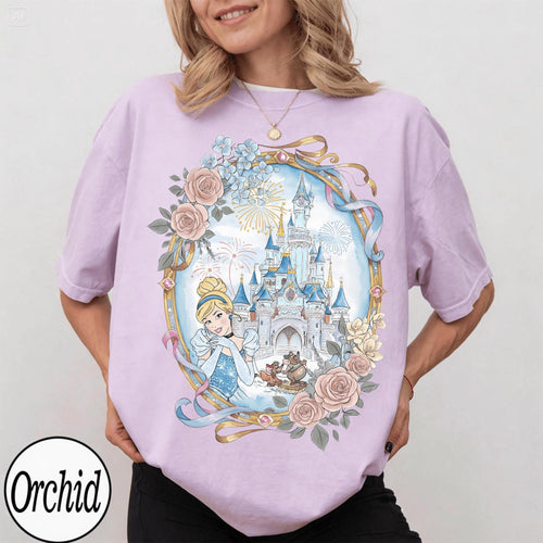 Cinderella Shirt, Comfort Colors Princess Cinderella Watercolor Coquette Bow Shirt, Magic Kingdom Girls Trip, Princess Shirt