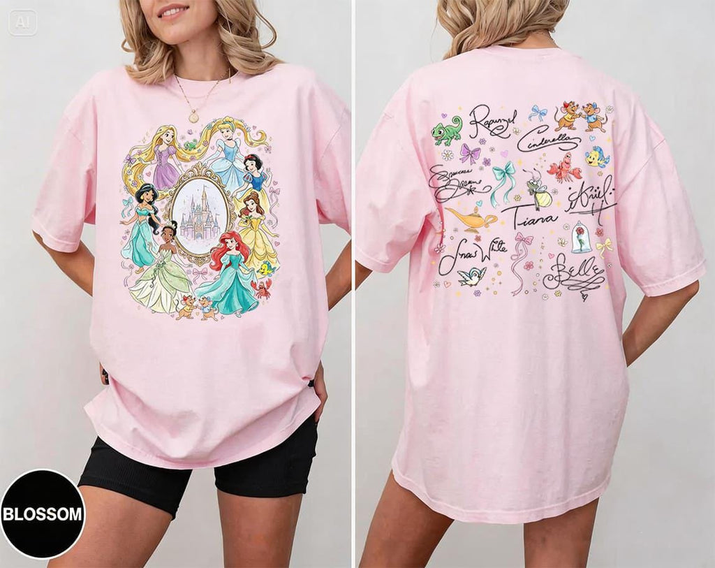 Princess Shirt, Princess Signature Shirt, land Castle Shirt, WDW Girls Trip Shirt, Moana Tiana Cinderella Belle Rapunzel