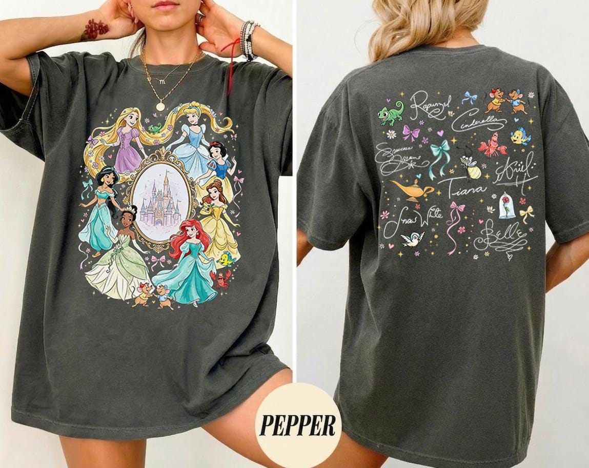 Princess Shirt, Princess Signature Shirt, land Castle Shirt, WDW Girls Trip Shirt, Moana Tiana Cinderella Belle Rapunzel