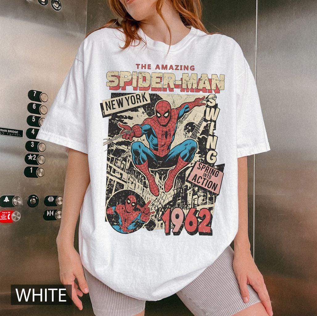 Vintage Amazing Spider-Man Comfort Colors Shirt, Retro Marvel Comics Cover Tee, MCU Fan Gift, Pink Spiderman Graphic Shirt, Marvel Trip Tee