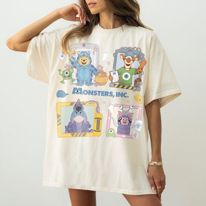 Vintage Monsters Inc Winnie The Pooh Comfort Colors Shirt, Disney Parody Tee, Disney Sulley & Mike Monster Inc Tee, Monsters University Tee