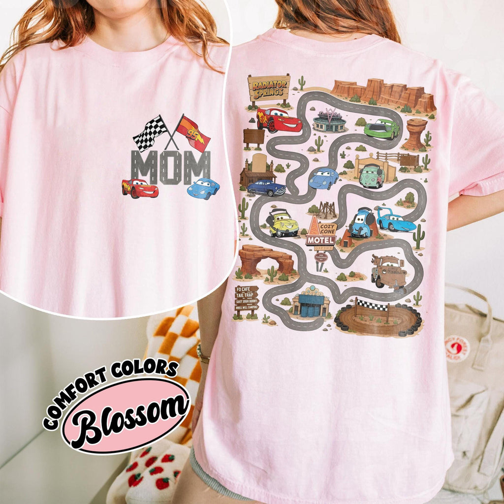Two Sided Pixar Cars Radiator Springs Map Shirt, Play Cars On Dad Tee, Funny Father's Day Gift, Family Trip Birthday Boy Vacation Tee