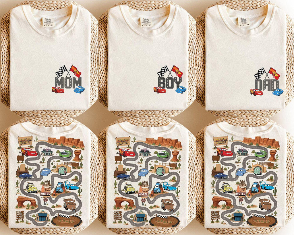 Two Sided Pixar Cars Radiator Springs Map Shirt, Play Cars On Dad Tee, Funny Father's Day Gift, Family Trip Birthday Boy Vacation Tee