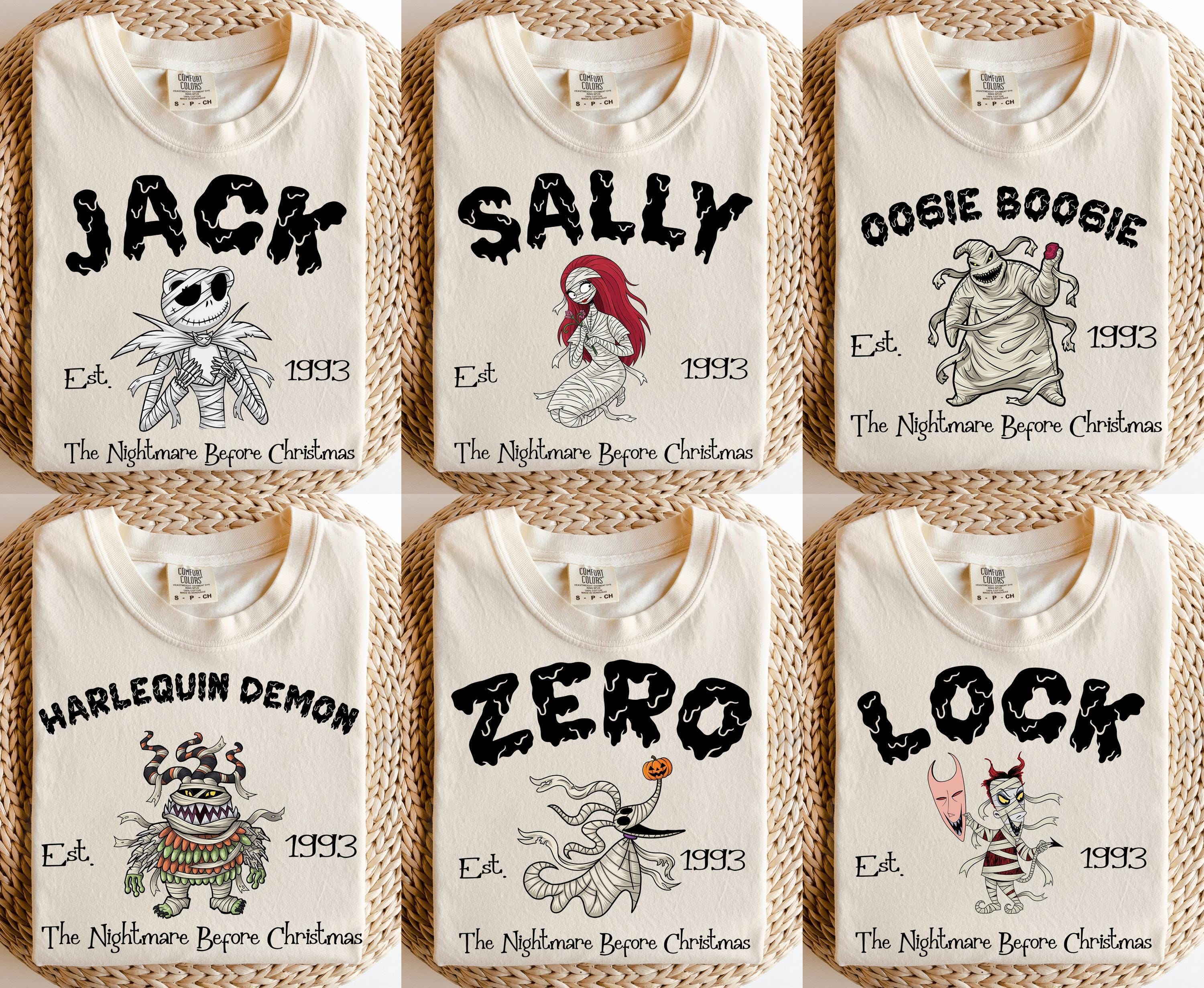 Nightmare Before Christmas Shirt, Halloween Comford Colors, Jack Skellington Sally Zero Dog Oogie Boogie Lock Shock Tee, Spooky Season Shirt