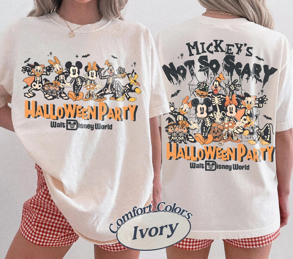 Retro Mickey's Not So Scary Halloween Party 2026 Skeleton Comfort Colors Shirt, Disney Halloween Shirt, 2026 Halloween Disney Family Shirt