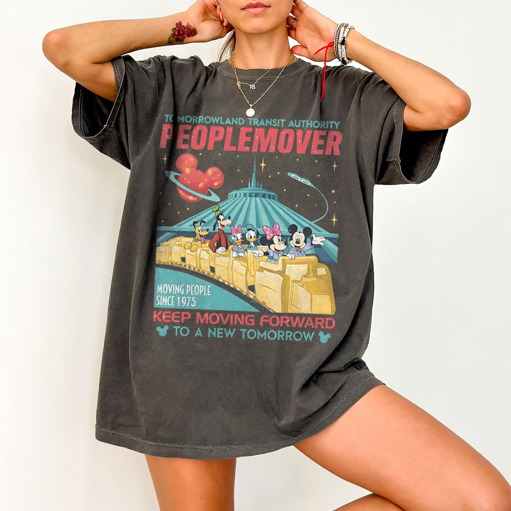 Vintage Disney Mickey and Friends Space Mountain Comfort Colors Shirt, Tomorrowland Transit Authority People Mover Tee, Keep Moving Forward