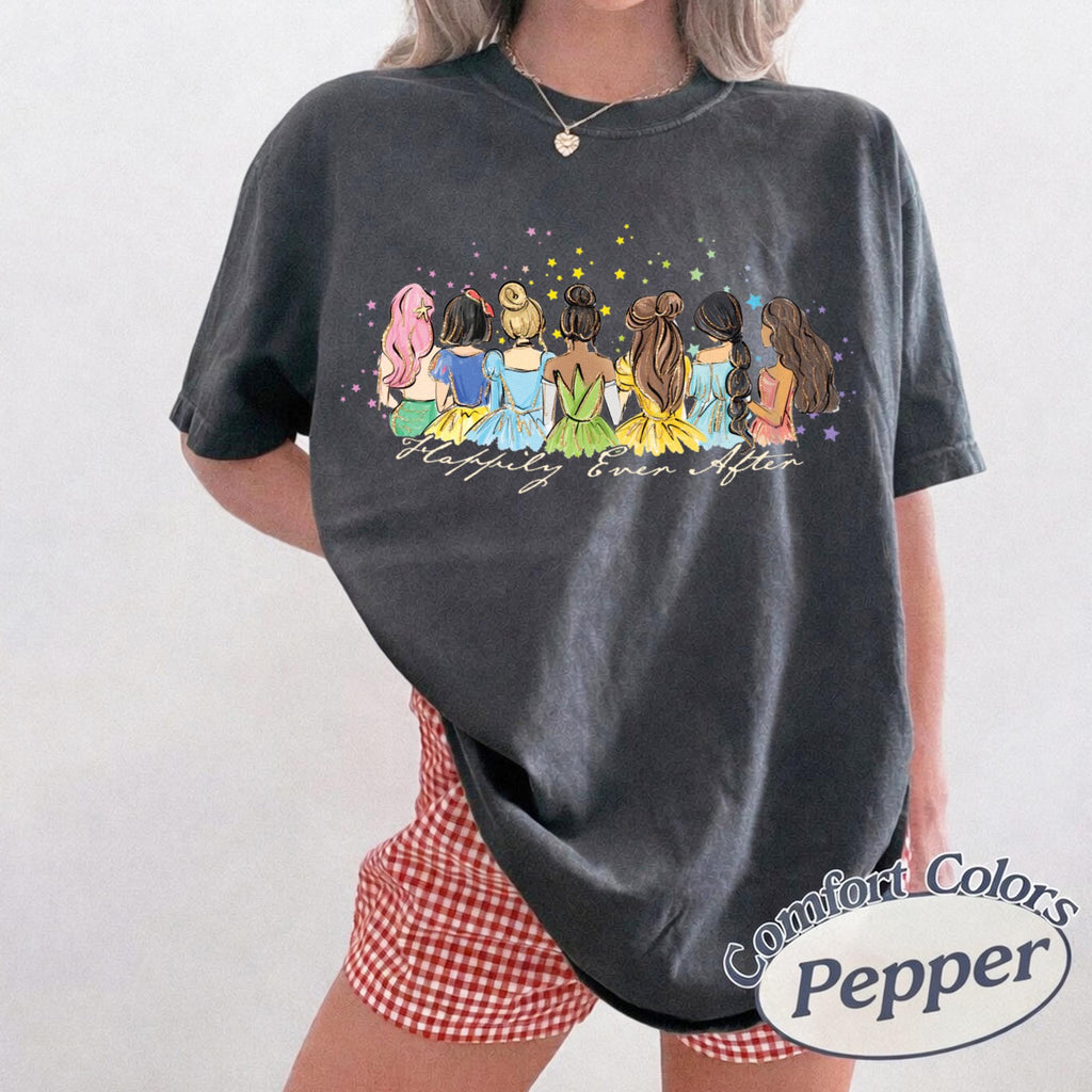Retro Comfort Colors Disney Princess Characters Shirts, Disneyland Princess Shirt, Disneyworld Trip Shirt, 2026 Family Matching Trip T-Shirt