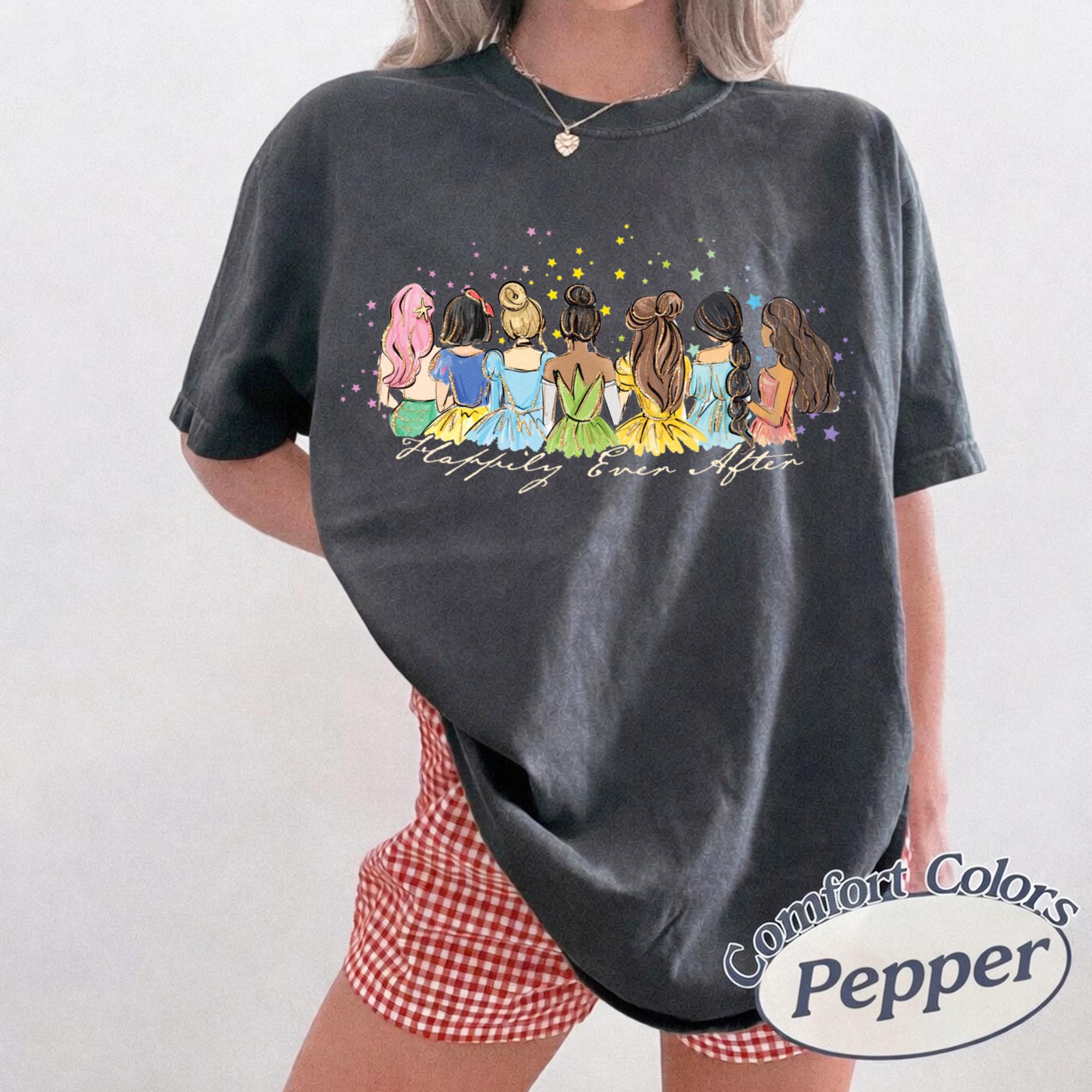 Retro Comfort Colors Disney Princess Characters Shirts, Disneyland Princess Shirt, Disneyworld Trip Shirt, 2026 Family Matching Trip T-Shirt