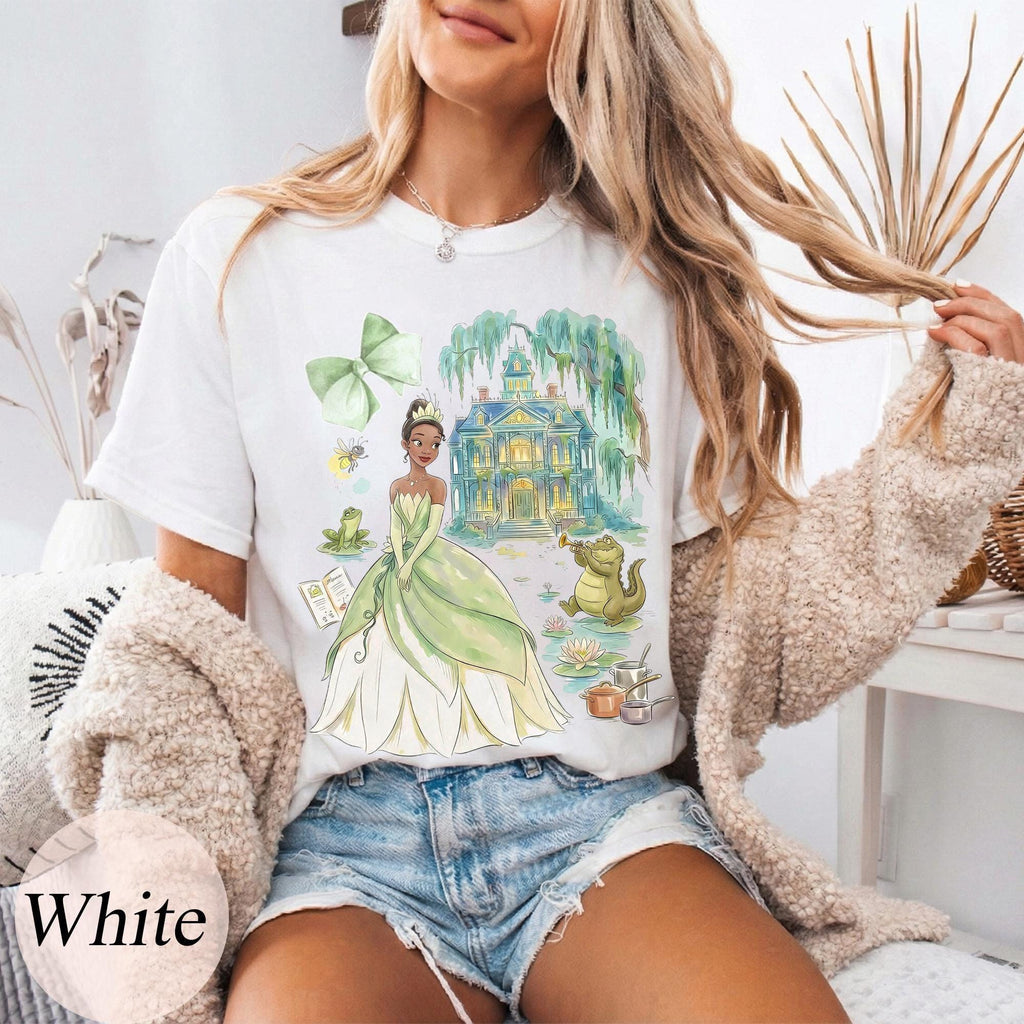 Retro Disney Princess Coquette Bow Shirt, Belle Ariel Elsa Cinderella Tee, Magic Kingdom Disney Girl Trip Vacation Gift, Disney girl trip