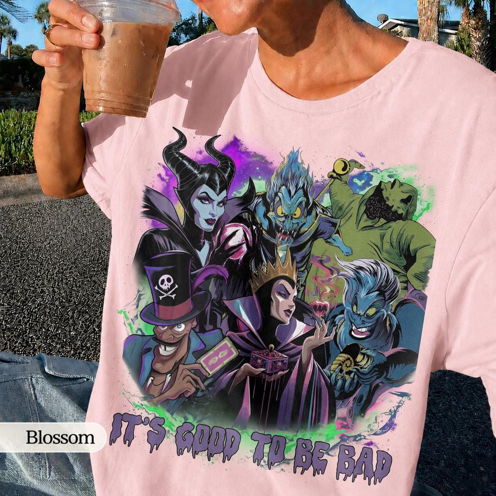 Disney Villains Shirt – It's Good To Be Bad Tee, Halloween Evil Queen Hades Ursula Maleficent Shirt, Spooky Cartoon Graphic Family Tee