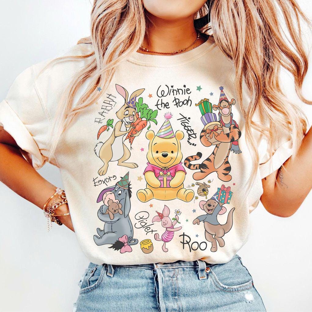 Retro Comfort Colors Winnie the Pooh Birthday Shirt, Pooh Bear & Friends Tee, Disney Birthday Tee, Best Birthday Ever,Birthday Boy Girl Gift