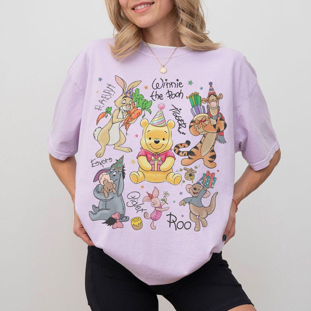 Retro Comfort Colors Winnie the Pooh Birthday Shirt, Pooh Bear & Friends Tee, Disney Birthday Tee, Best Birthday Ever,Birthday Boy Girl Gift