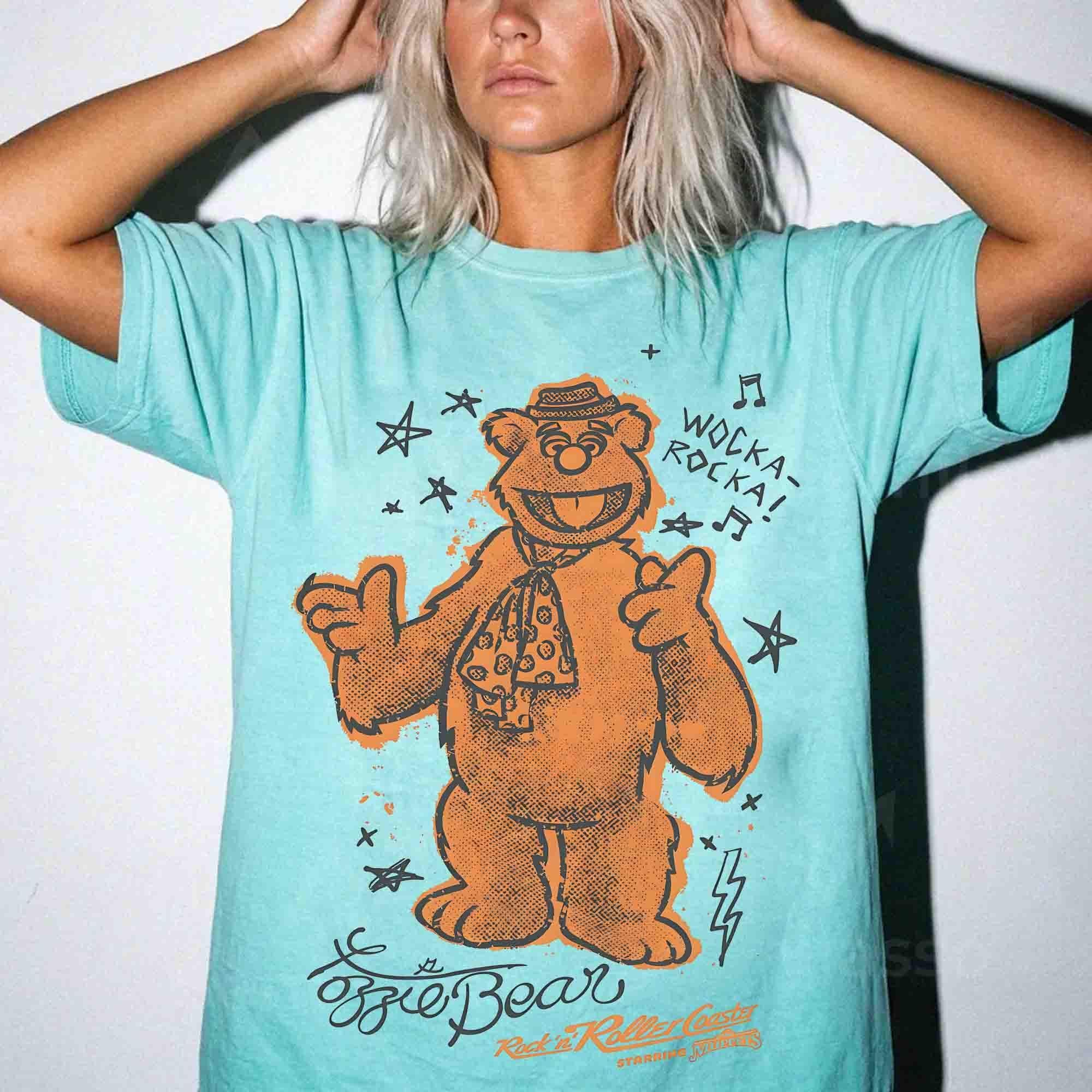 Muppets Rock'n Roller Coaster Fozzie Bear T-shirt, Fozzie Tee, The Electric Mayhem Tee, Disney Aerosmith Ride Team Tee, Disneyworld Park Tee