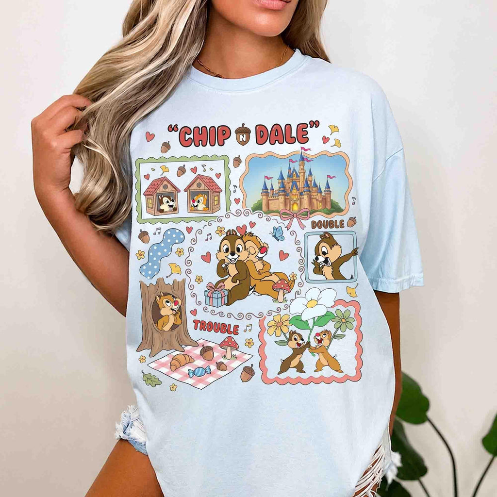 Disney Chip And Dale Double Trouble Comfort Color Shirt, Funny Chipmunks Shirt, Animal Kingdom Tee, Disneyland Trip Family Matching Tee 2026