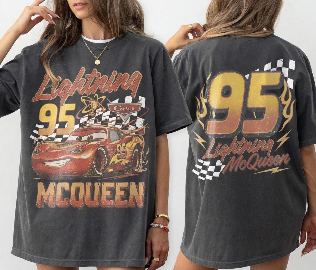 Vintage Disney Cars Lightning McQueen 95 Shirt, Cars Land Radiator Springs Tee, Pixar WDW Disneyland Trip Shirt, Movie Character T-Shirt