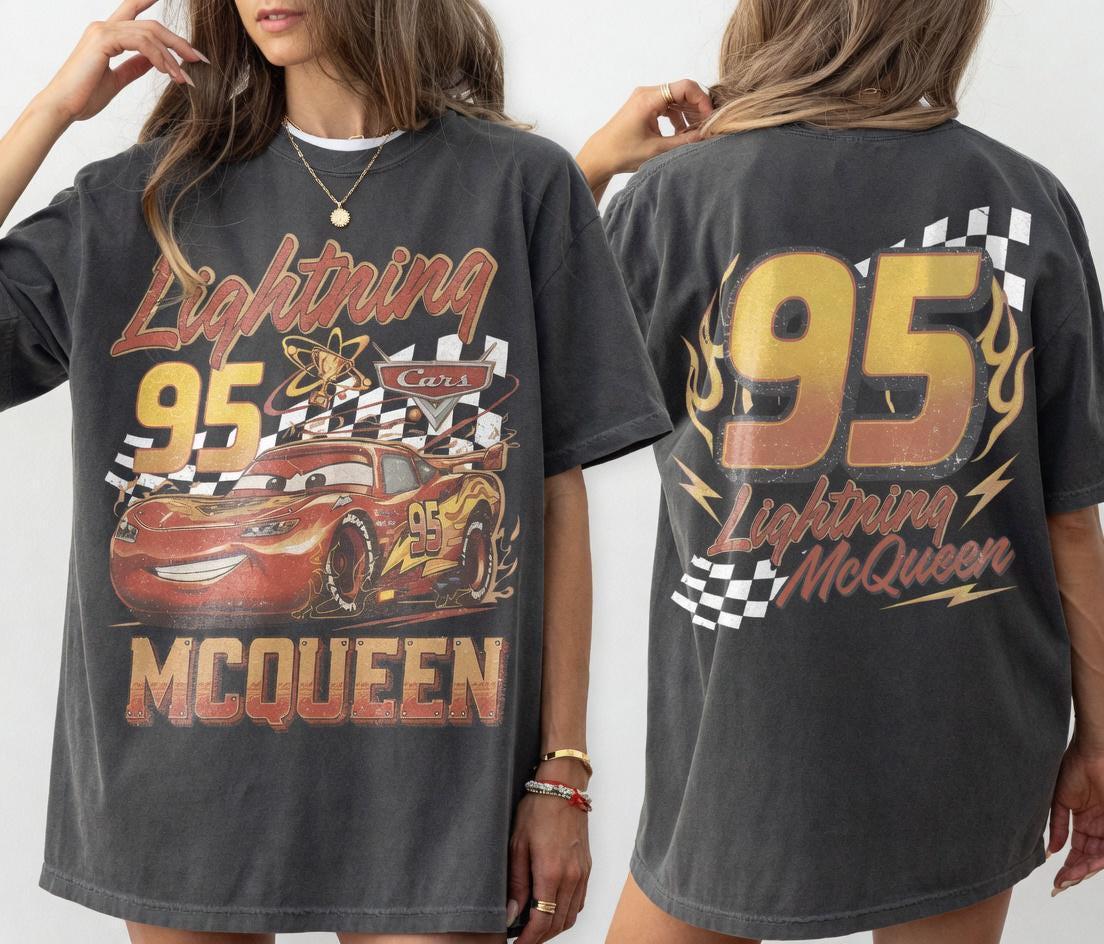 Vintage Disney Cars Lightning McQueen 95 Shirt, Cars Land Radiator Springs Tee, Pixar WDW Disneyland Trip Shirt, Movie Character T-Shirt