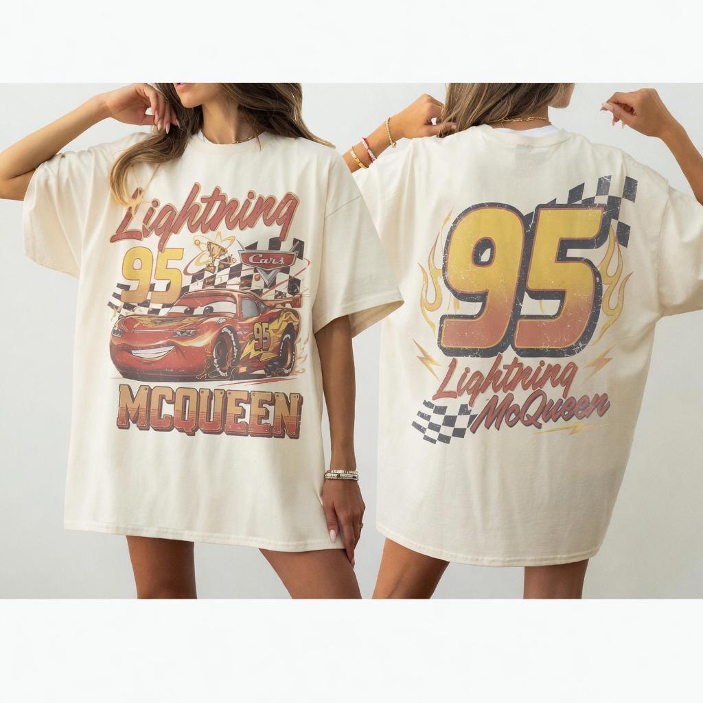 Vintage Disney Cars Lightning McQueen 95 Shirt, Cars Land Radiator Springs Tee, Pixar WDW Disneyland Trip Shirt, Movie Character T-Shirt