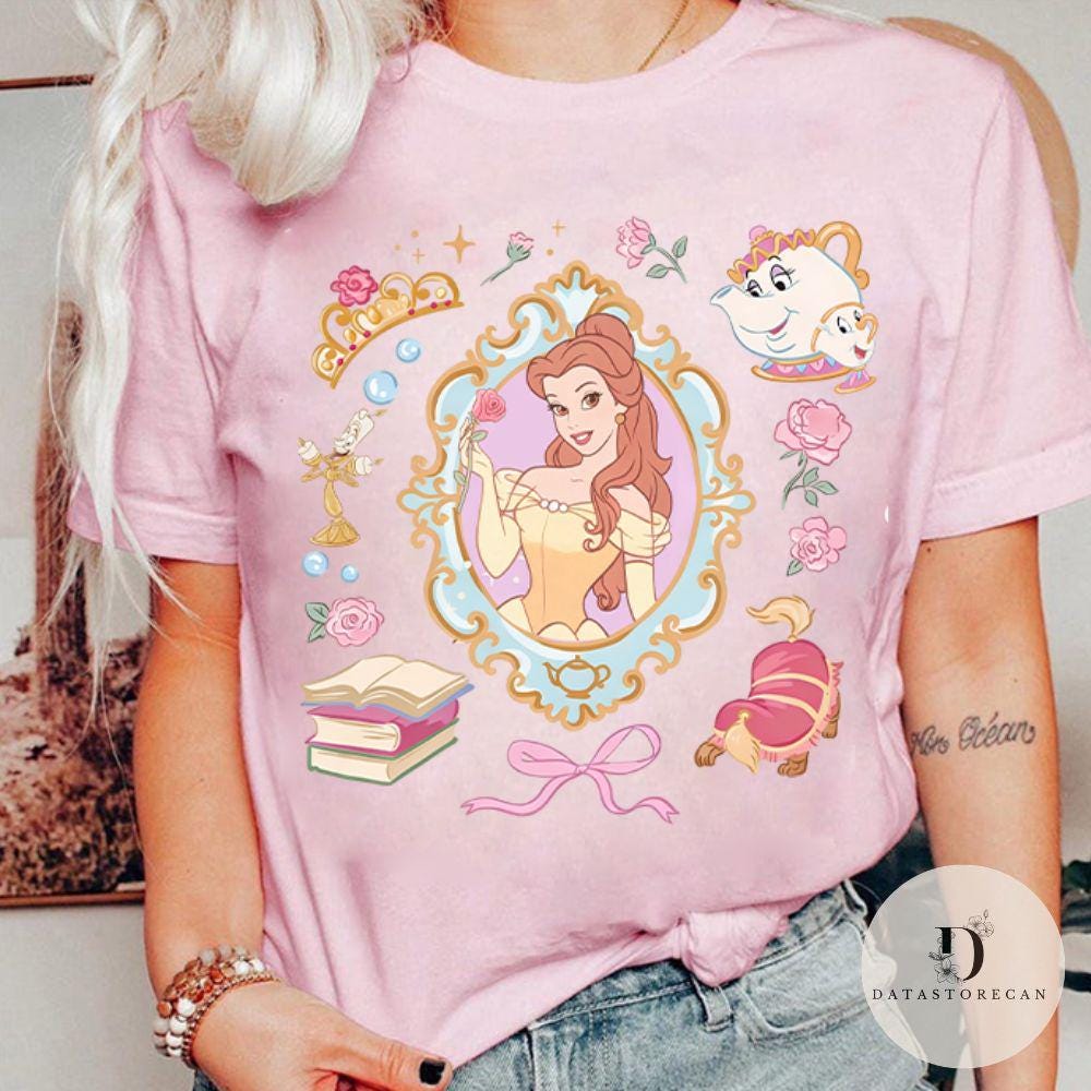 Coquette Disney Belle Princess shirt, Beauty and the Beast Girls trip Family matching vacation shirts WDW Disneyland Magical Tee