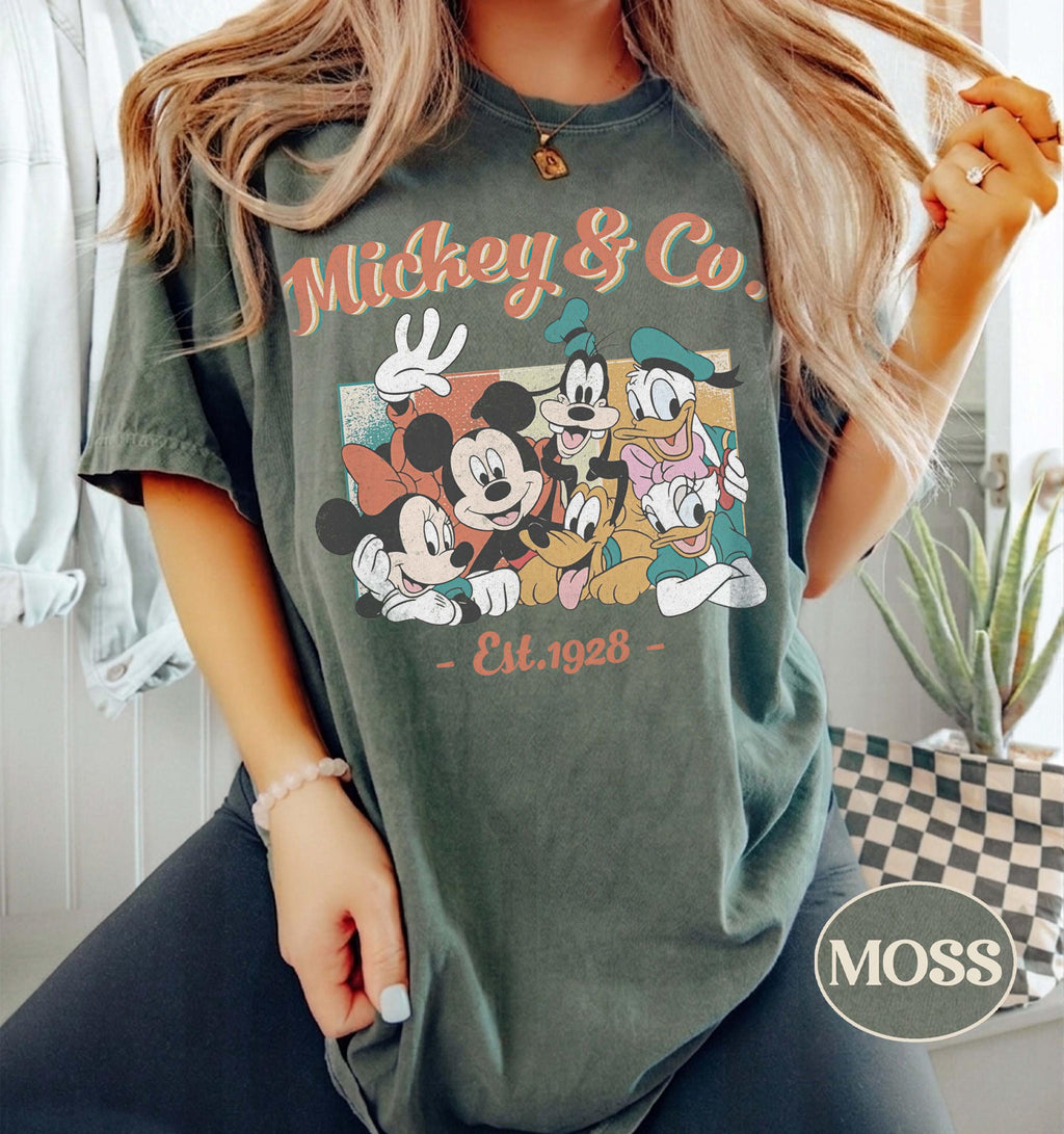 Comfort Colors® Retro Mickey & Co Est 1928 Shirt, Mickey And Friends Shirt, Disney Family Vacation Tee, Disneyland Shirt, Disney Trip Tee