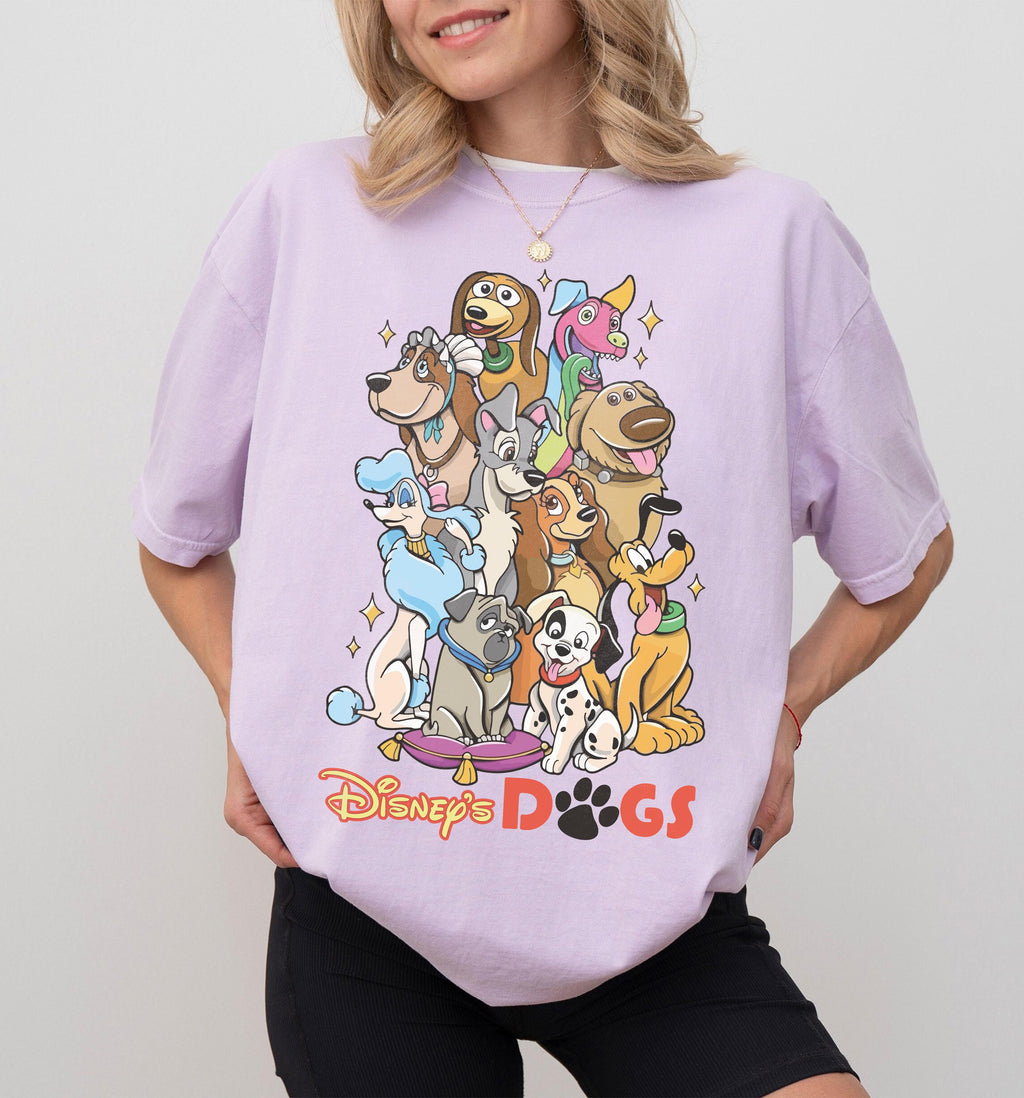 Disney Dogs Shirt, Vintage Disney Dog Characters Tee, Pluto Lady Tramp Pongo Perdita Shirt, Disneyland Family Trip Gift Tee