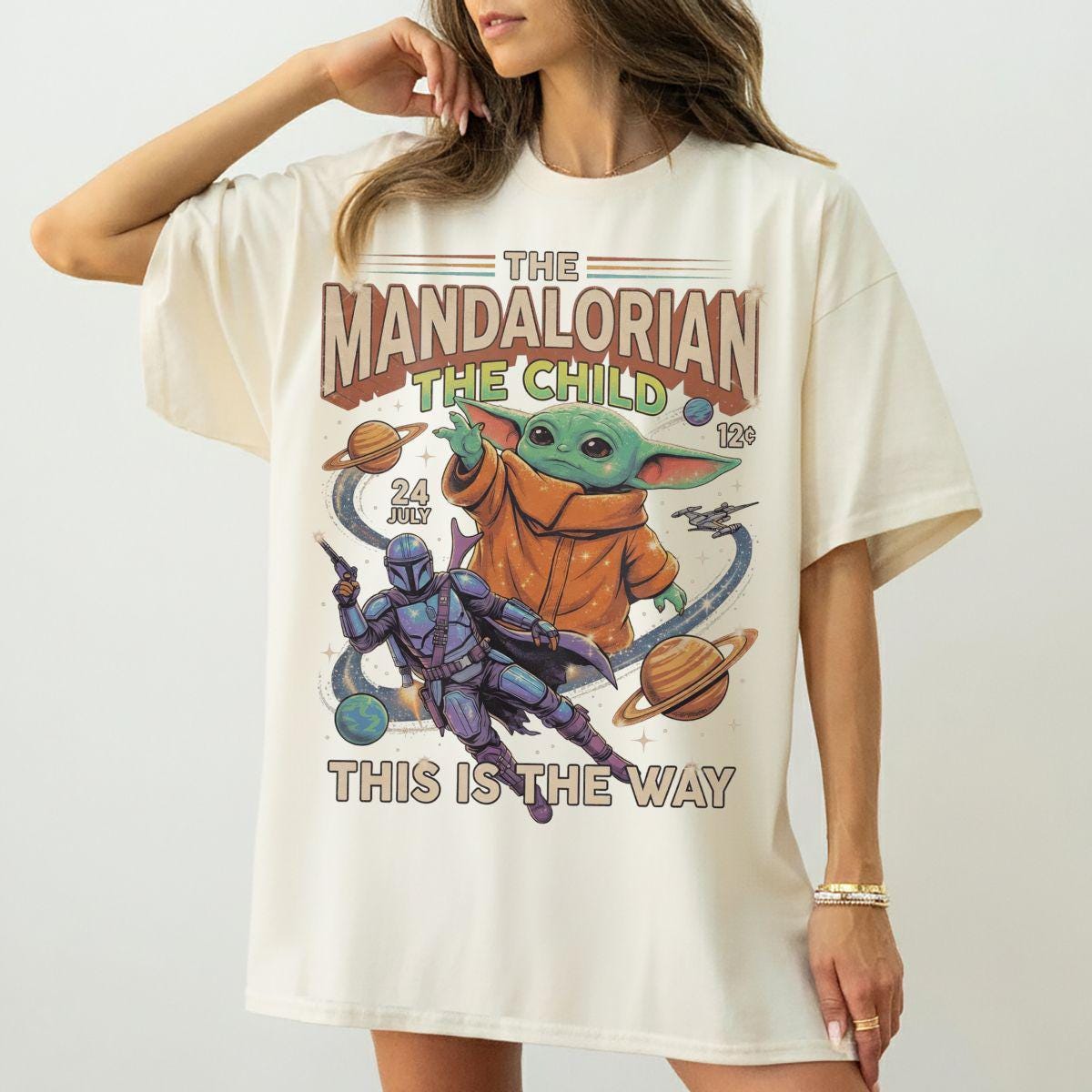 Vintage Star Wars The Mandalorian The Child T-Shirt, Grogu This Is The Way Tee, Star Wars Space, Disneyland Galaxy Edge's Family Trip 2026