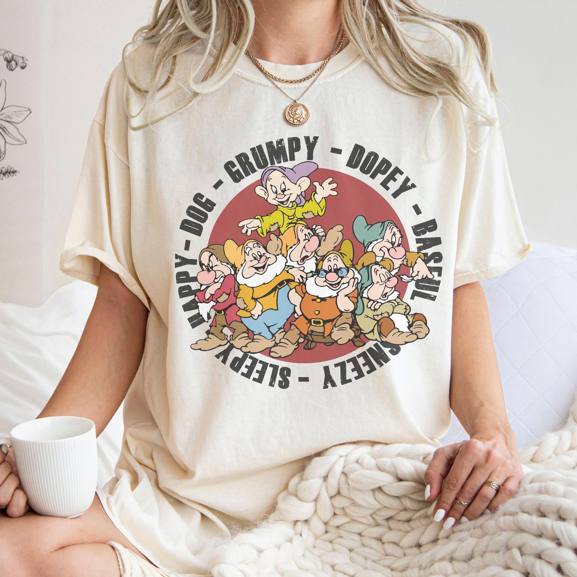 Retro 90s Vintage Disney Snow White and the Seven Dwarfs Shirt, Grumpy Dopey Happy Sneezy Bashful Sleepy Doc Dwarf, Disneyland Trip Shirt