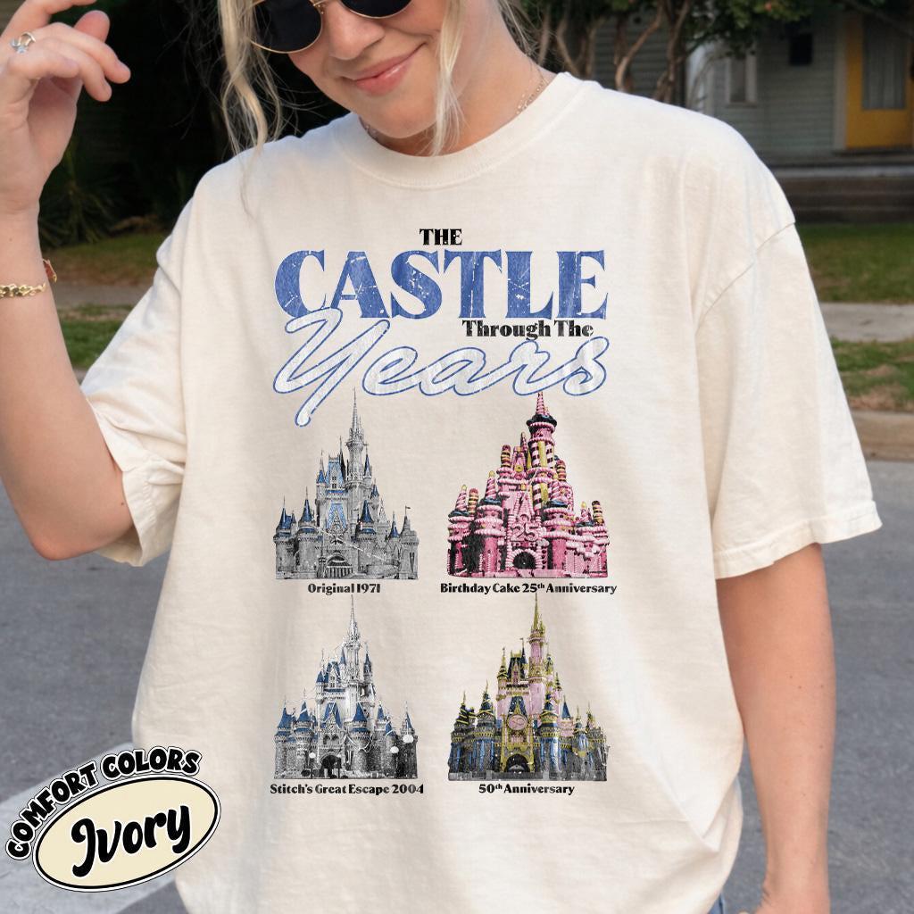 Retro Disney Shirt, The Castle Through The Years, Original 1971, Birthday Cake 25th Anniversary, Stitch's Great Escape 2004,50th Anniversary
