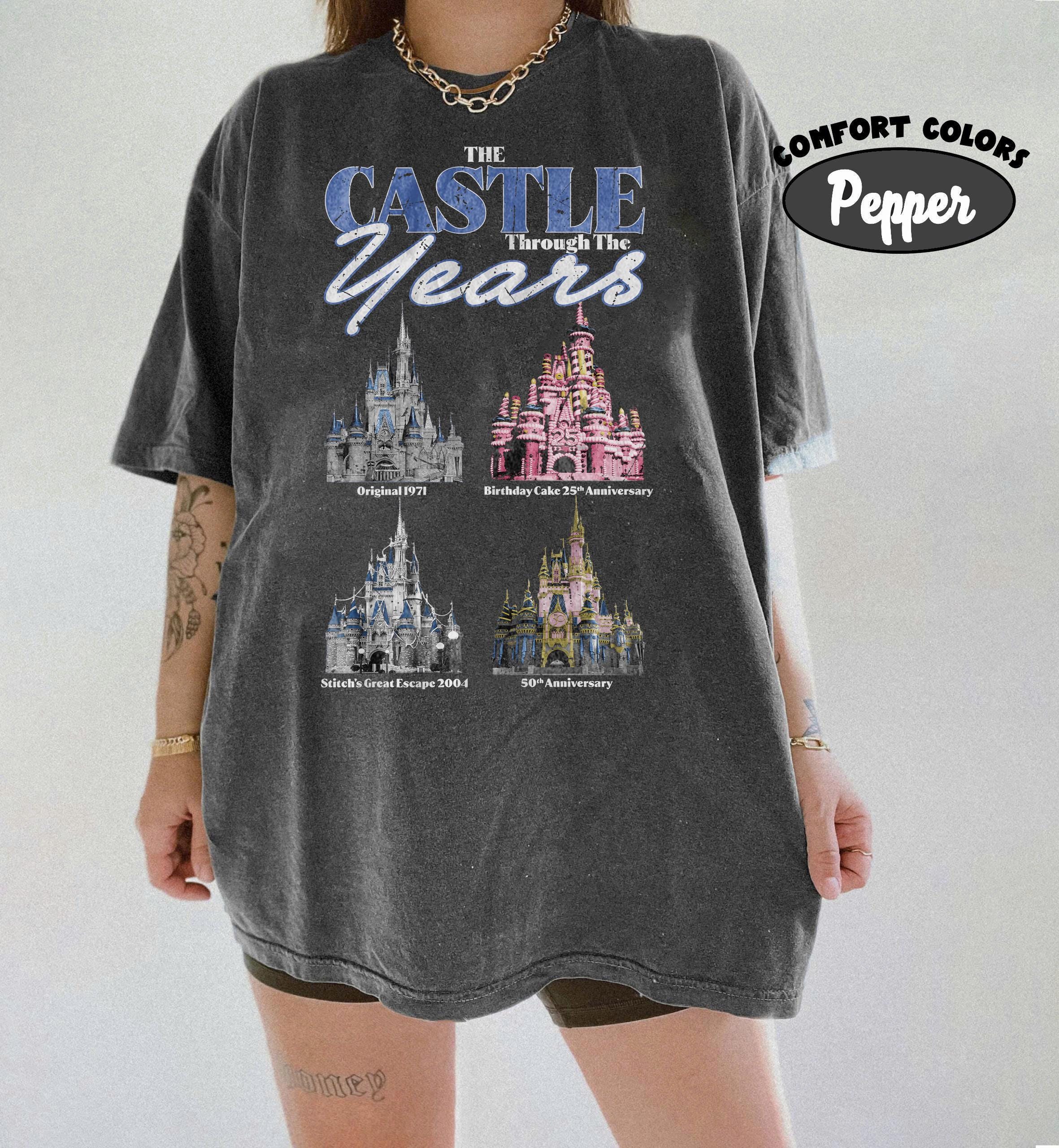 Retro Disney Shirt, The Castle Through The Years, Original 1971, Birthday Cake 25th Anniversary, Stitch's Great Escape 2004,50th Anniversary
