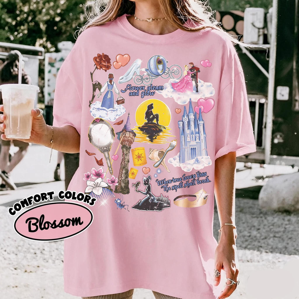 Vintage Disneyworld Shirt, Vintage Princess Flower Gleam And Glow , When True loves hiss, Disneyland Princess Trip Shirt,Magical Parks Shirt