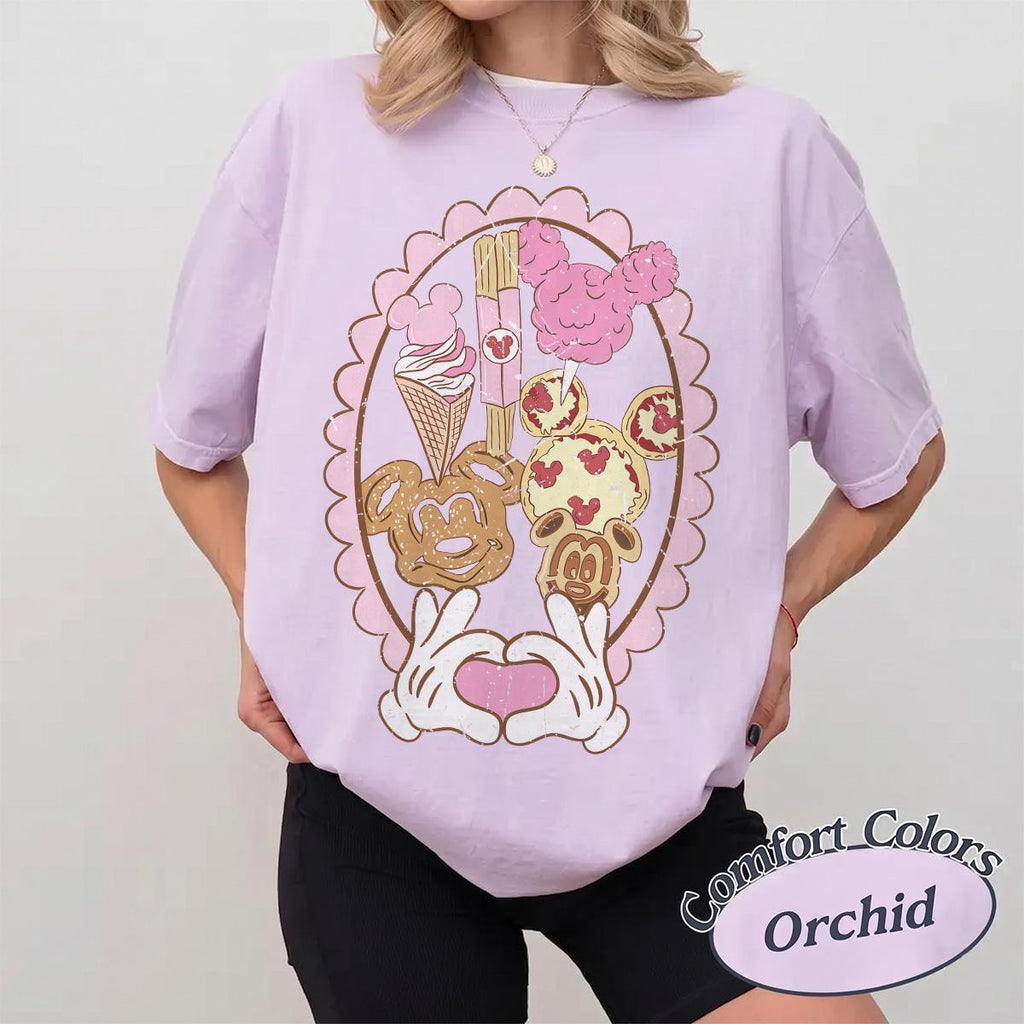 Vintage Disney Cute Mickey Mouse Treats Coquette Bow Shirt, Just Here For The Snacks Quote Tee, Disney Food Lover Gift, Disneyland Family