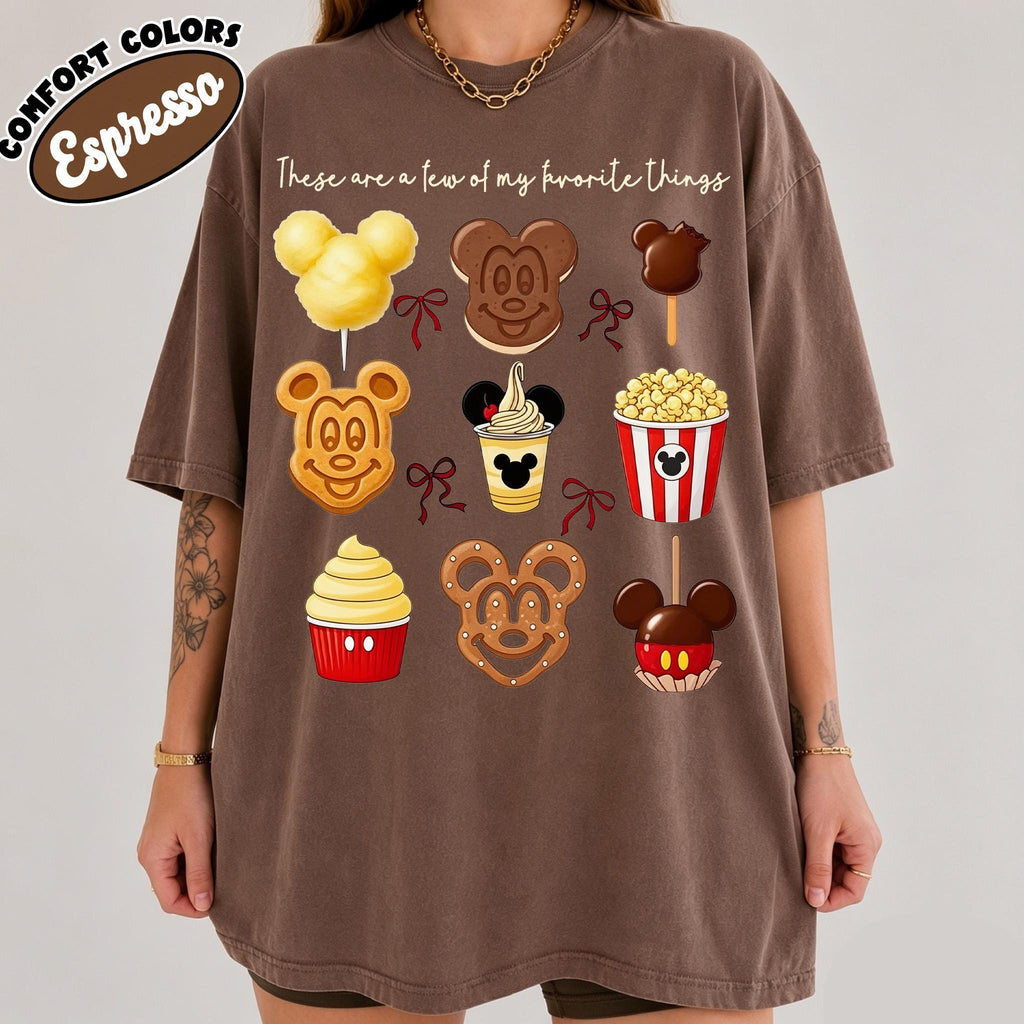 Comfort Colors® Retro Cute Mickey Mouse Treats Coquette Bow Shirt, Just Here For The Snacks Quote, Disney Food, Disneyland Family Trip 2026