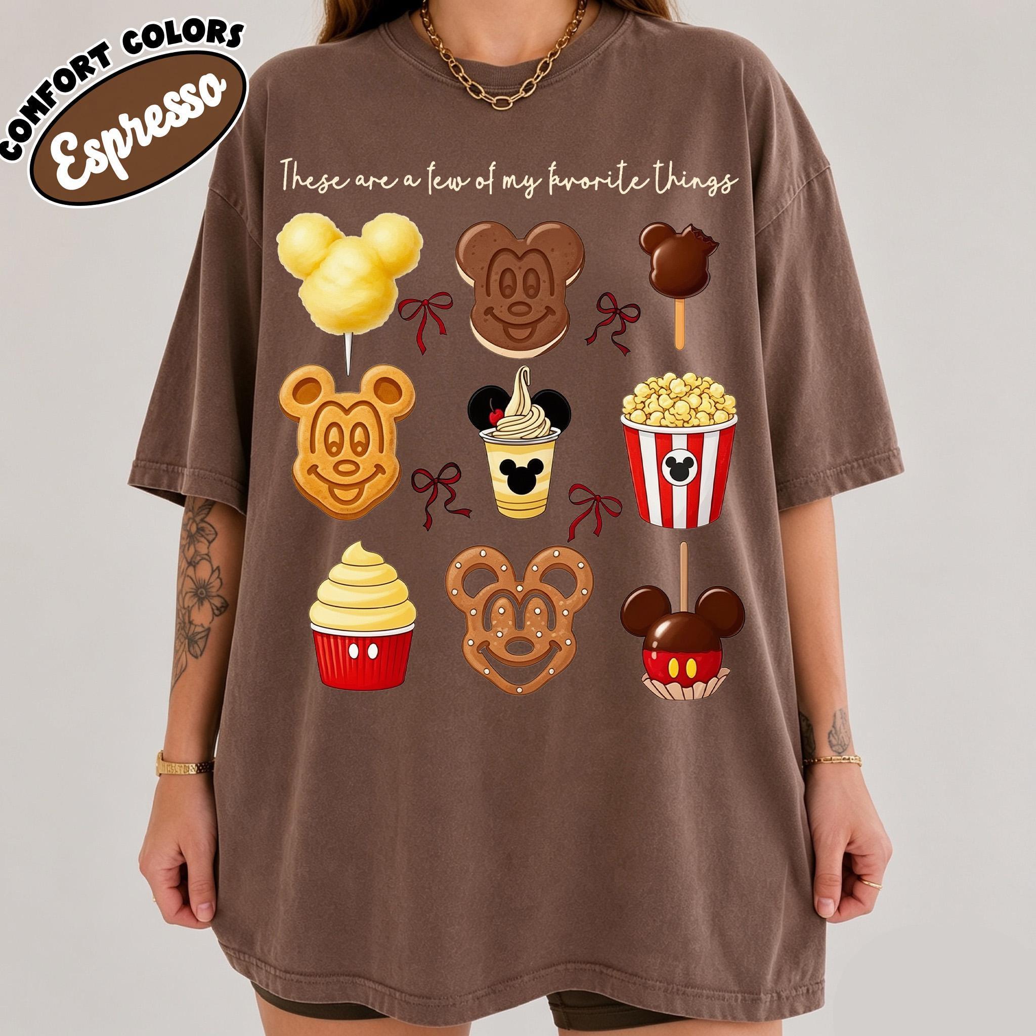 Comfort Colors® Retro Cute Mickey Mouse Treats Coquette Bow Shirt, Just Here For The Snacks Quote, Disney Food, Disneyland Family Trip 2026