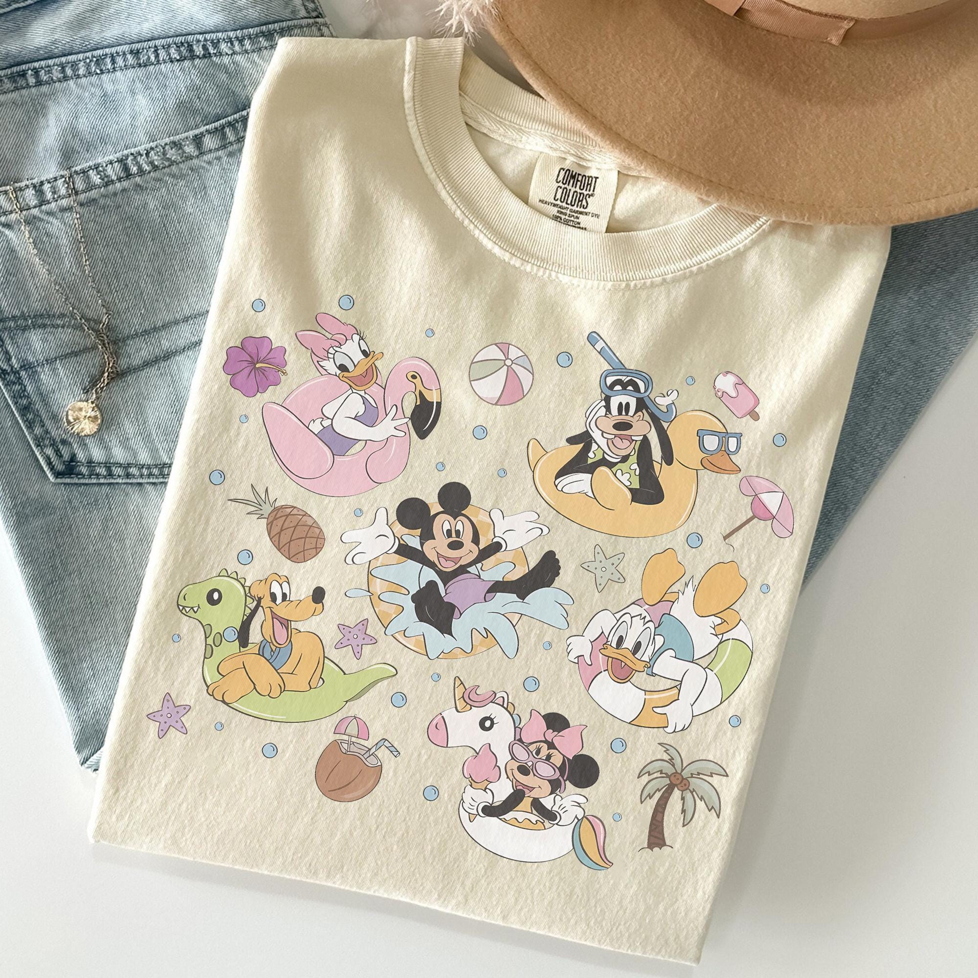 Retro Mickey and Friends Summer Vibes Comfort Colors Shirts, Mickey Mouse Beach Shirt, Disney Family Vacation Tee, Disney Trip 2026 Shirt