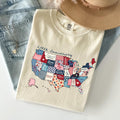 250th America Anniversary Shirt, US 250 Years Comfort Colors® T-shirt, Semiquincentennial 4th of July Gifts, Patriotic Patchwork USA Map Tee