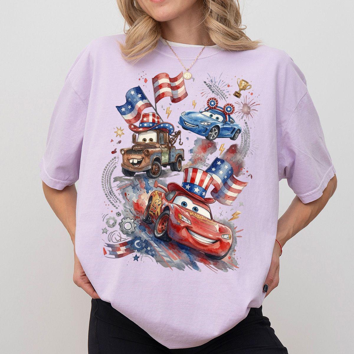 Patriotic Race Car Shirt, Kids Y2K Cartoon Racing Tee, Tow Truck Coquette Bow 4th Of July Shirt, Retro USA Independence Day Tee, Trip shirt