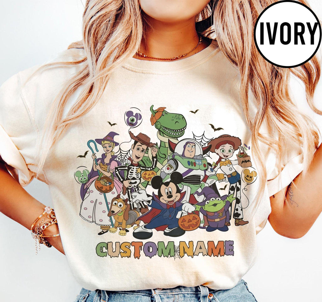 Custom Disney Pixar Halloween Shirt, Mickey And Toy Friends Spooky Season Tee, Family Halloween Party Matching Trip Vacation Outfit Tee