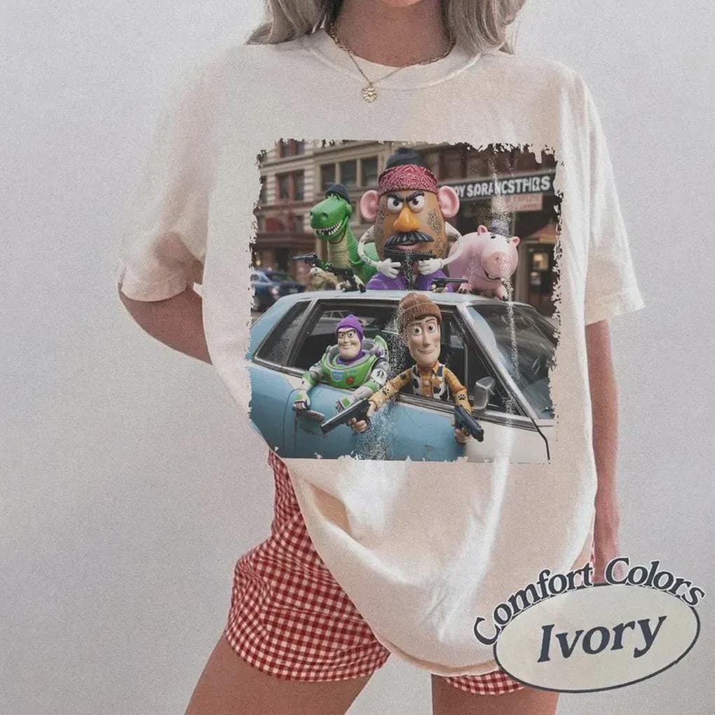 Vintage Funny Toy Story Gangster Shirt, Retro Woody Buzz Bootleg Tee, Disney Meme Outfit for Men Women, Pixar Movie Fan Graphic Gift Tee