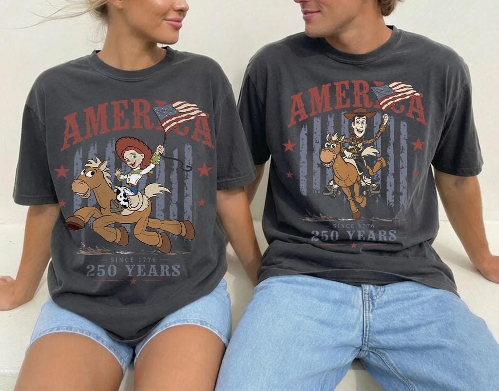 Comfort Colors® Patriotic Woody Jessie Toy Story Shirt, America 250 Years T-Shirt, Disney 4th of Juky 2026 Shirt, Independence Day Shirts