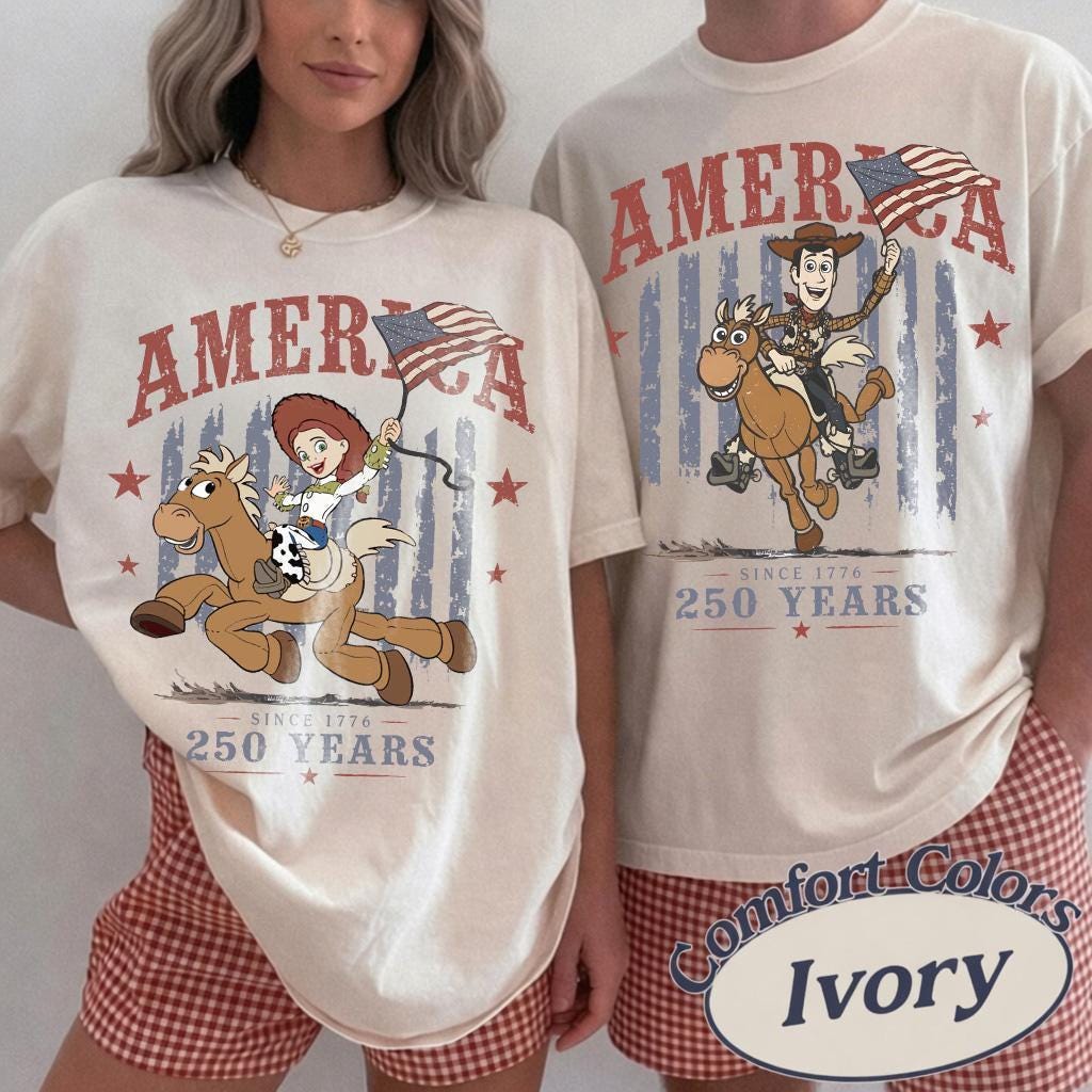 Comfort Colors® Patriotic Woody Jessie Toy Story Shirt, America 250 Years T-Shirt, Disney 4th of Juky 2026 Shirt, Independence Day Shirts