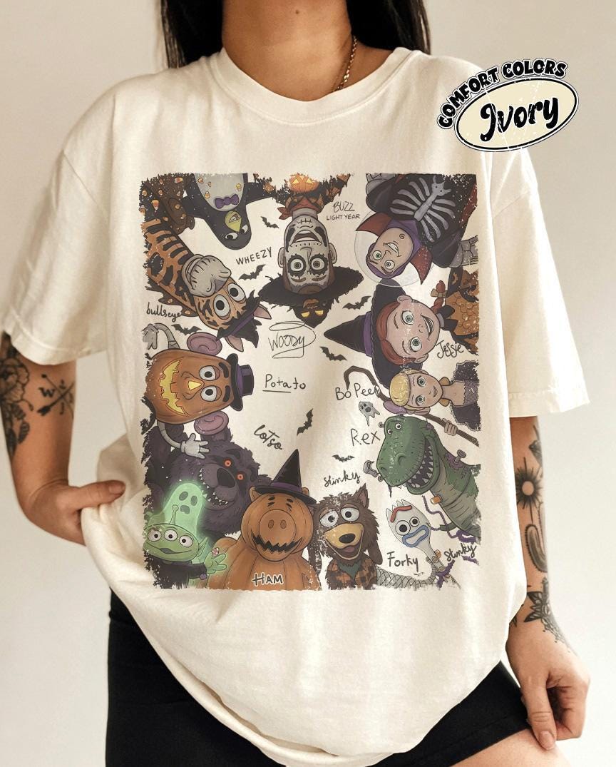 Retro Disney Toy Story Signature Halloween Shirt, oy Story Woody Buzz Jessie Retro Pixar Rex Bullseye Shirt, Disney Halloween Vacation Tees