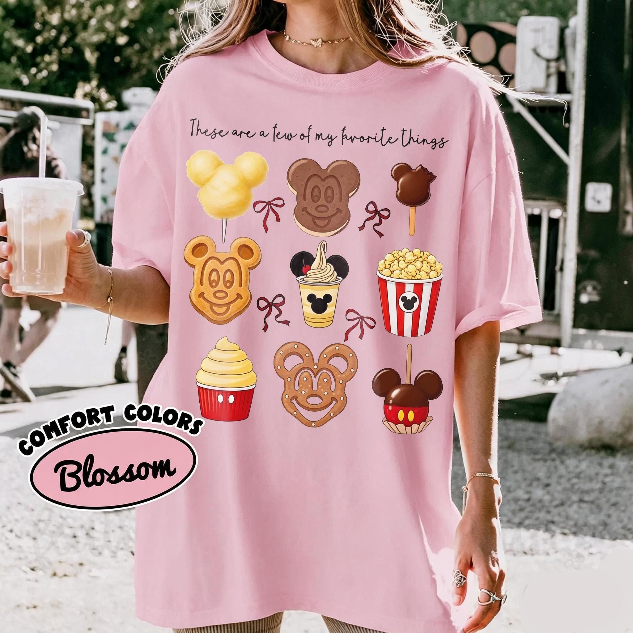 Comfort Colors® Retro Cute Mickey Mouse Treats Coquette Bow Shirt, Just Here For The Snacks Quote, Disney Food, Disneyland Family Trip 2026