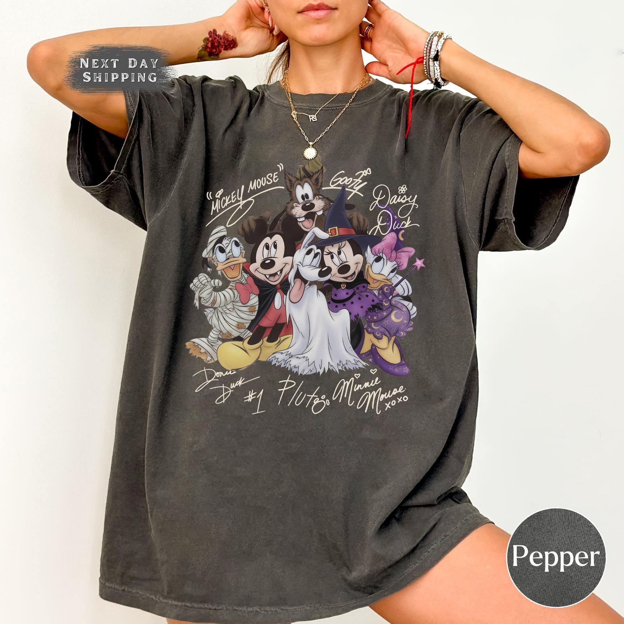 Comfort Colors Mickey & Friends Signature Halloween Tee, Mickey Not So Scary Party Shirt, Magic Kingdom Shirt, Disney Spooky Season Tee.