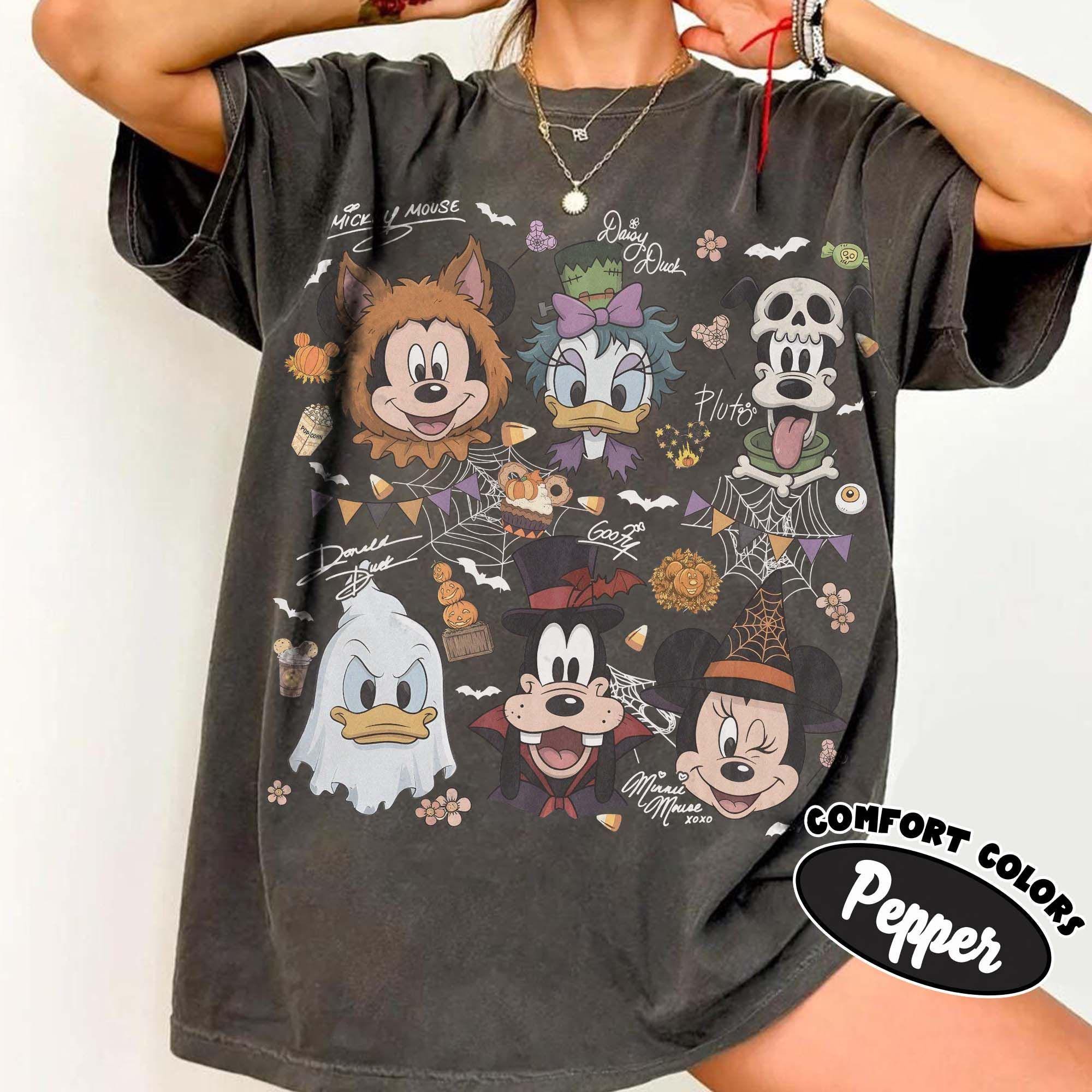Comfort Color® Coquette Bows Disney Halloween Birthday Shirt, Vintage Mickey And Friends Disney Halloween Family Matching, Birthday Gift Tee